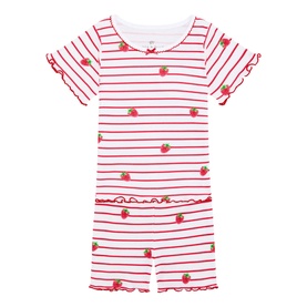 Raspberry Striped Two-Piece Summer Pyjama Set