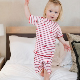 Raspberry Striped Two-Piece Summer Pyjama Set