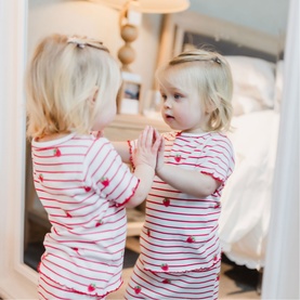 Raspberry Striped Two-Piece Summer Pyjama Set