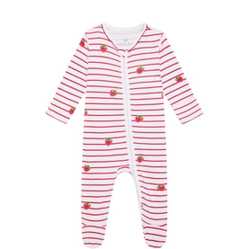 Raspberry Striped Zip Sleepsuit