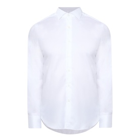 Gherardi Double Cuff Regular shirt in white, 100% cotton, with point collar and curved hem, long sleeves with double cuffs