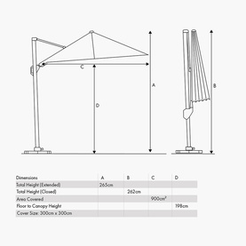 Glow Garden Parasol & Base Champagne