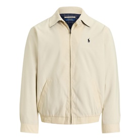 Ralph Lauren men's casual jacket in New Stone, zip-through with spread collar and embroidered Polo Pony logo chest detail