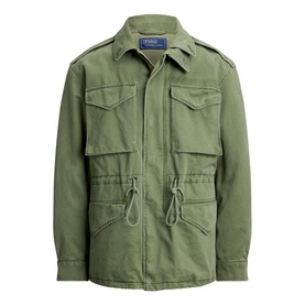 Ralph Lauren mint olive casual jacket with chest pockets, epaulettes, and drawstring waist