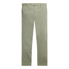 Ralph Lauren sage green men's chino trousers with belt loops and flat front, slim straight leg cut