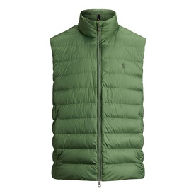 Ralph Lauren green quilted gilet with zip fastening, funnel neck, and embroidered Polo Pony chest logo