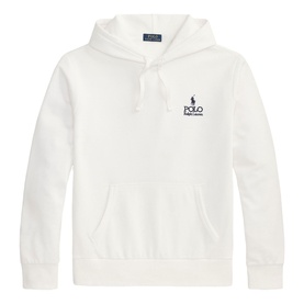 Ralph Lauren Polo hoodie in white, featuring embroidered logo to chest and kangaroo pocket