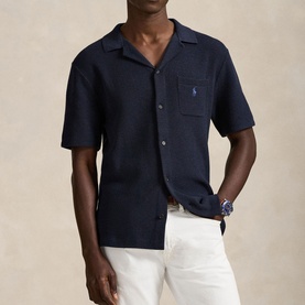 Pony Logo Mesh Knitted Casual Shirt