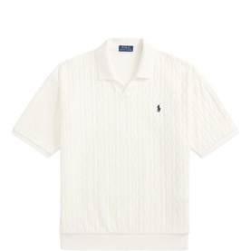 Pony Logo Cable Knitted Polo Shirt