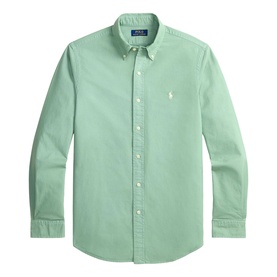 Ralph Lauren Reg Shirt in Faded Mint, long-sleeve button-down Oxford with chest button collar and embroidered pony logo