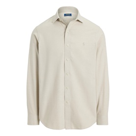 Ralph Lauren Reg Shirt in Expedition Dune Heather, long-sleeve button-up with spread collar and embroidered pony logo