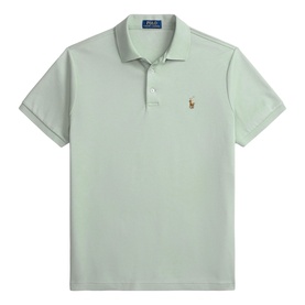 Ralph Lauren Regular Polo in light green with short sleeves, three-button placket, and embroidered pony logo on chest