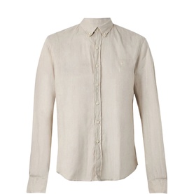 Pony Logo Slim Fit Linen Causal Shirt