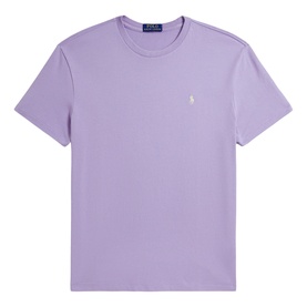 Ralph Lauren powder purple crew neck T-shirt with embroidered pony logo, short sleeves, flat lay product shot