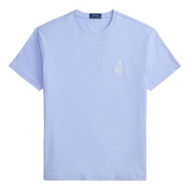 Ralph Lauren pebble blue crew neck T-shirt with small chest logo graphic, short sleeves, relaxed fit