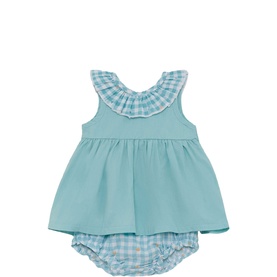 Check Dress & Bloomers Two-Piece Set