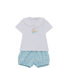 Check Rabbit Top & Shorts Two-Piece Set