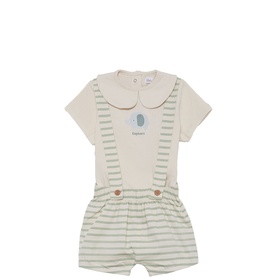 Stripe Elephant Top & Shorts Two-Piece Set