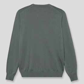 Street Monkey children's green knit sweatshirt, back view, ribbed cuffs and hem, crew neck