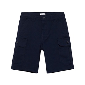 Street Monkey navy cargo shorts with buttoned side pockets and elasticated waistband, children's