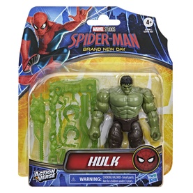 Marvel Spider-Man Brand New Day Hulk action figure in green, part of the Actionverse range, with green accessory pieces included