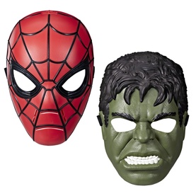 Superheroes Marvel toy mask set in multi, featuring red Spider-Man and green Hulk face masks with moulded details.