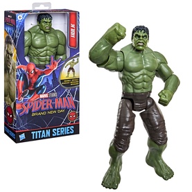 Spider-Man: Brand New Day Titan Series Hulk Figure, large green poseable action figure with raised fist, in branded packaging