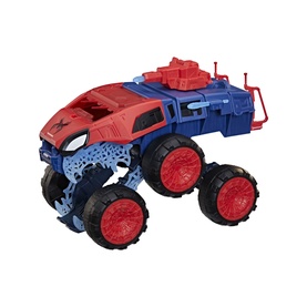 Superheroes Spider-Man 2-In-1 Super Chompin' Tank, red and blue monster truck toy with oversized wheels and projectile launcher