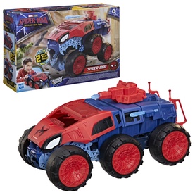 Superheroes Spider-Man 2-In-1 Super Chompin' Tank toy vehicle in red and blue with oversized wheels and projectile launchers