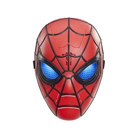 Superheroes Spider-Man Wisecrackin' Glow Mask, red and black with illuminated blue eye lenses, full-face wearable design