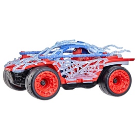 Marvel Spider-Man ActionVerse Stretch & Blast Buggy Playset in red and blue with web detailing, large red wheels, and clear web projectile