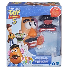 Toy Story 5 Talking Mr. Potato Head toy in box, featuring 25+ accessories and character artwork on packaging.