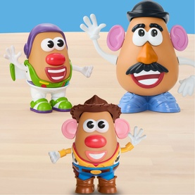 Toy Story Mr. Potato Head figures styled as Buzz Lightyear, Woody, and classic Mr. Potato Head, set of three multicoloured toys