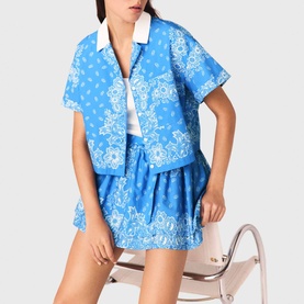 Bandana Contrast Collar Casual Shirt