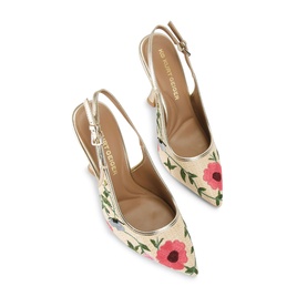Aria2 Floral Raffia Slingback Heels