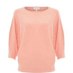 Phase Eight Cristine Knitted Sweater in orange with round neck, batwing cropped sleeves and relaxed silhouette