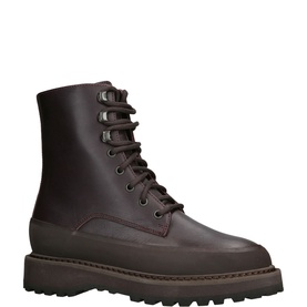 Le Monde Beryl Dolomite Lace Up Boots in dark brown leather with lace-up front and chunky ridged sole
