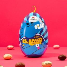 Metal Egg Filled With Dark & Milk Chocolate Eggs Assortment Of Praline Caramel & Crispy Gianduja