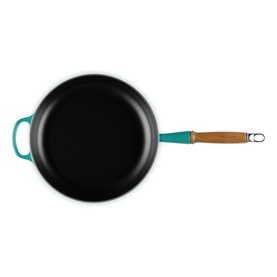 Signature Cast Iron Frying Pan with Wooden Handle 28cm