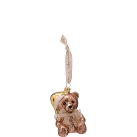Baby's First Christmas Gold Bear Glass Tree Decoration 9cm