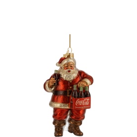 Coca Cola Santa Claus with Bottles Glass Tree Decoration 13cm
