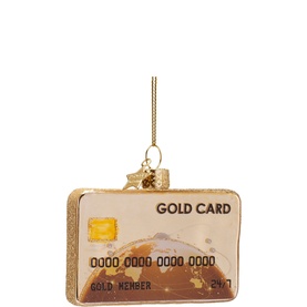 Gold Credit Card Glass Tree Decoration 7cm