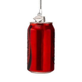Vondels red cola can glass Christmas tree decoration with silver hanging loop, glossy finish