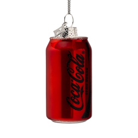 Vondels red Coca-Cola can glass Christmas tree decoration with silver hanging thread, novelty ornament