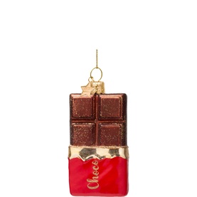 Dark Brown Chocolate Bar Glass Tree Decoration 9cm