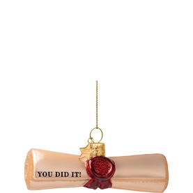 Beige Matt Diploma Certificate Glass Tree Decoration 4cm