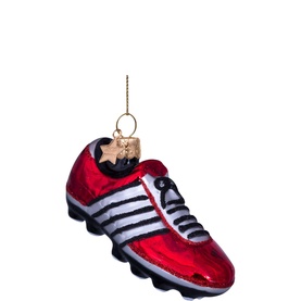 Red Matt Football Shoe Glass Tree Decoration 5cm