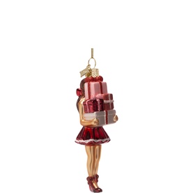 Girl with Gift Boxes Glass Tree Decoration 11cm