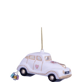 Wedding Car with "Just Married" Text Glass Tree Decoration 5cm