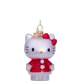 Hello Kitty with Christmas Dress Glass Tree Decoration 9cm